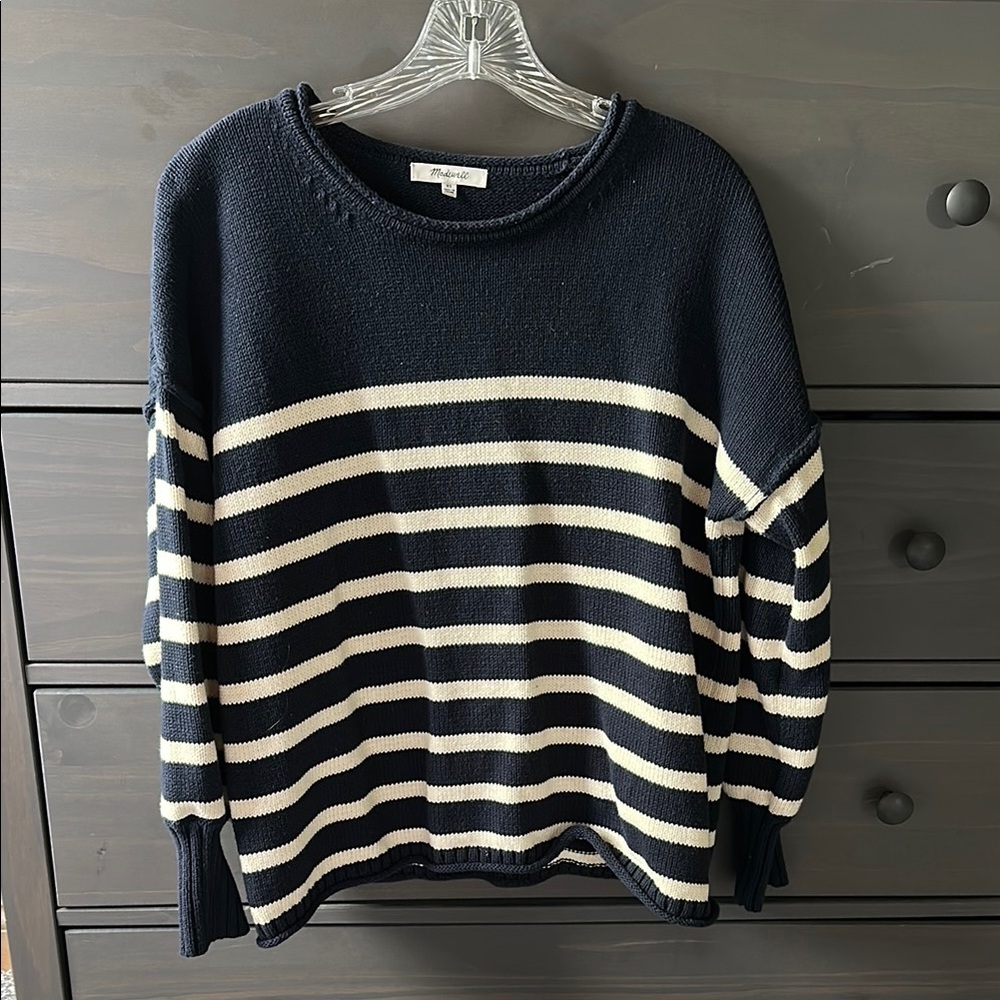 Madewell Navy and White Striped Sweater